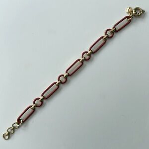 J Crew Link Red Enamel Gold Bracelet